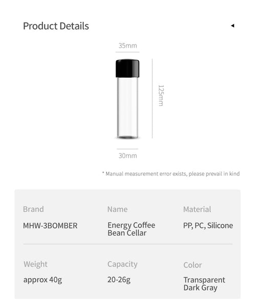MHW-3BOMBER - Energy Storage Tube & Magnetic Cellar Stand - Transparent