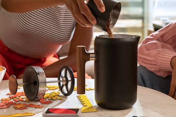 Fellow Clara French Press 24oz - Matte Black, Walnut Handle