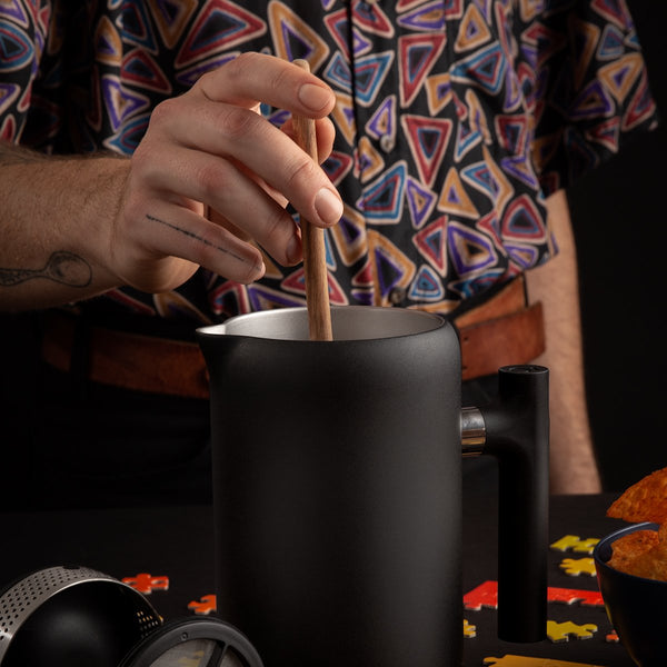 Fellow Clara French Press 24oz - Matte Black, Walnut Handle
