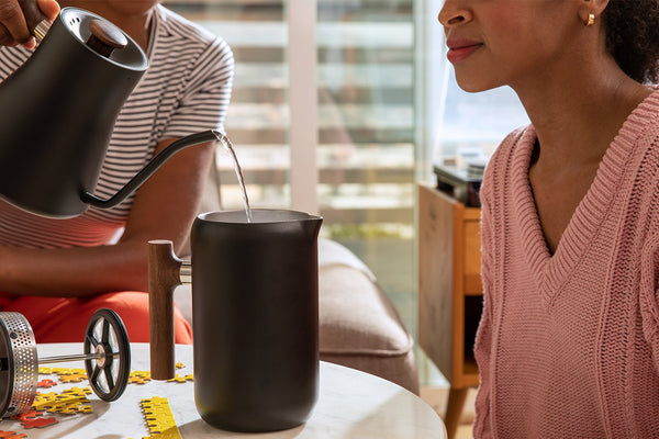 Fellow Clara French Press 24oz - Matte Black, Walnut Handle