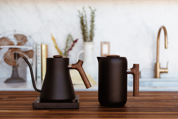 Fellow Clara French Press 24oz - Matte Black, Walnut Handle
