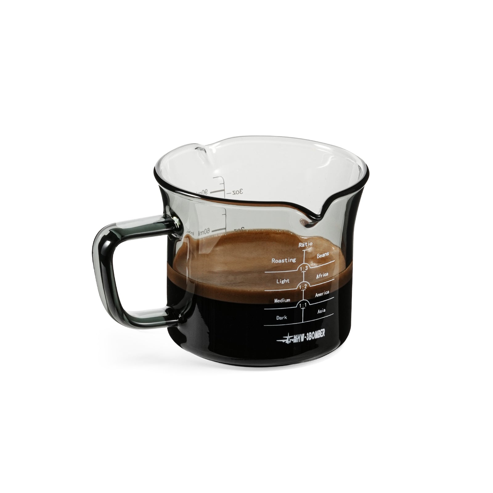 MHW-3BOMBER - Double Spout Glass Measuring Cup 120ml Smoke