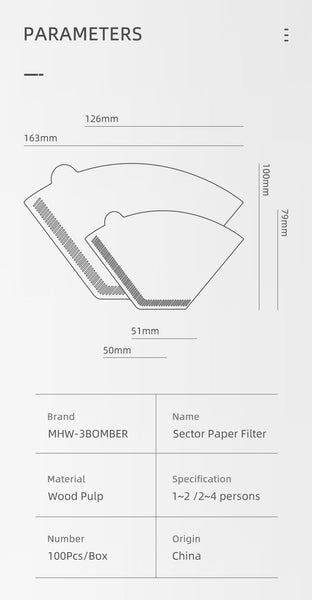 MHW-3BOMBER - Trapezoid Filter Papers 1-2cups (100pc)