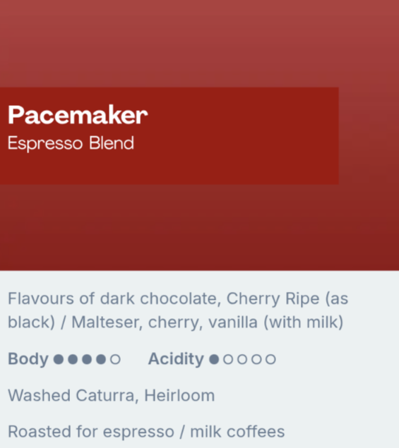 Sample Coffee Roasters - Pacemaker Espresso Blend