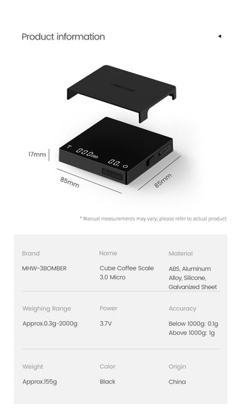 MHW-3BOMBER - Cube Espresso Scale 3.0 Micro Black